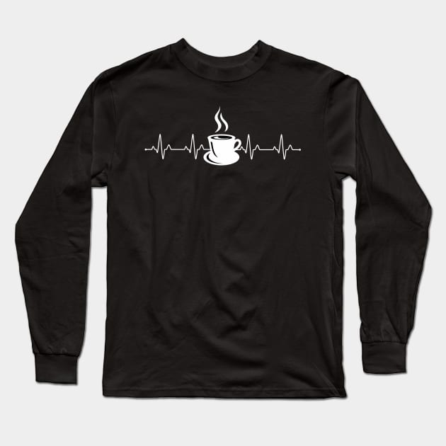 Heartbeat Coffee Lover Long Sleeve T-Shirt by Erica's Scrap Heaven